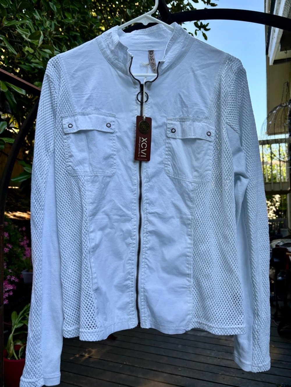 XCVI White Mesh-Panel Utility Jacket